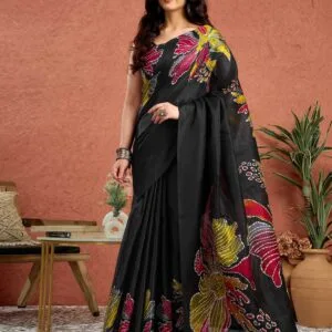 Black printed saree for casual ethnic wear