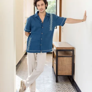 ford indigo embroidered cotton shirt