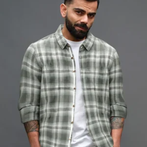 checkered pattern casual shirt for men | green